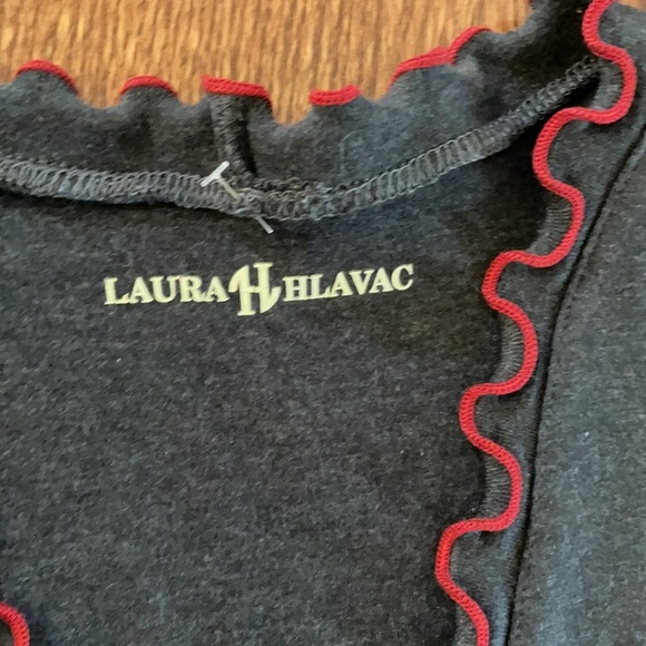 LAURA HLAVAC super stretch rib knit RUFFLE CARDIGAN tie front charcoal grey SM - Picture 9 of 12